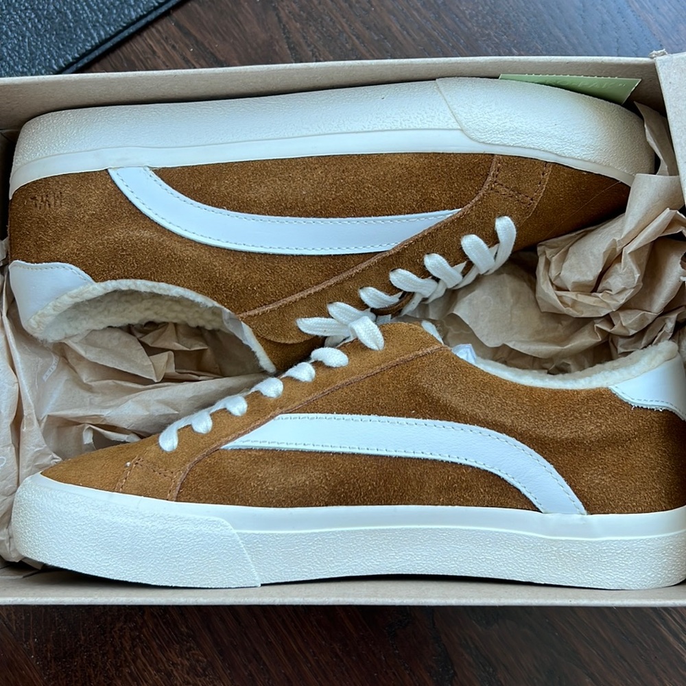 NEW Madewell Sidewalk Low-Top Sneakers in Suede and Sherpa